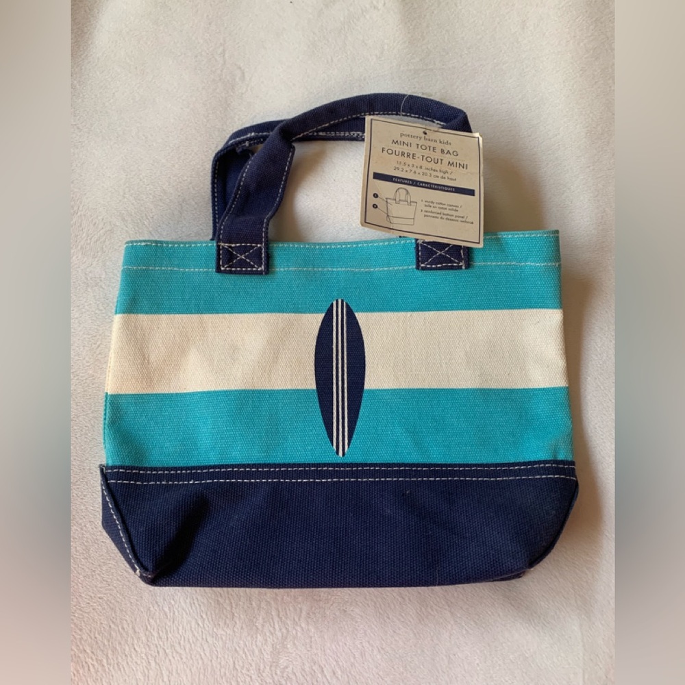 POTTERY BARN Kids 95% cotton heavier canvas mini tote bag NWT